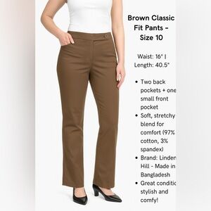 Linden Brown Trousers with Tailored Fit and Stretch Fabric